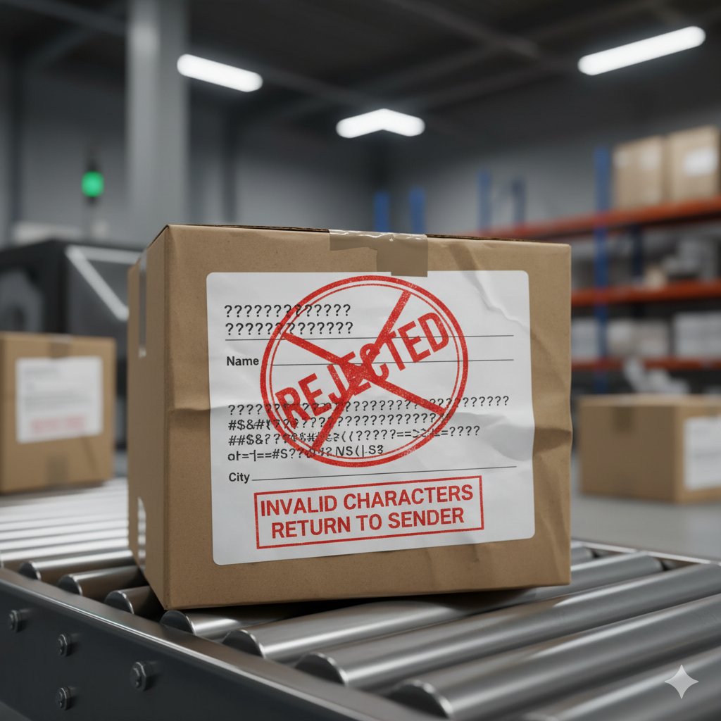 Label print error with non-Latin text